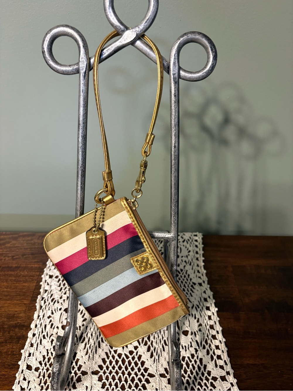 Coach Vintage Legacy Striped Wristlet